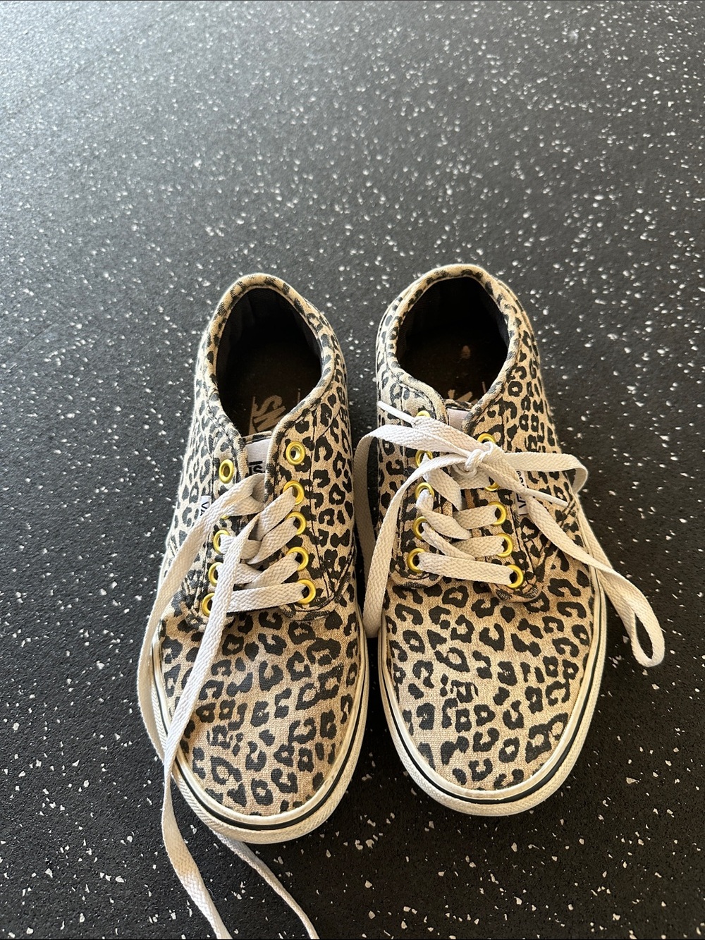 Leopard Print Lace-Up Sneakers - Beige/Black